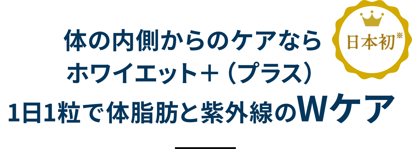 体の内側からのケアならホワイエット＋（プラス） 1日1粒で体脂肪と紫外線のWケア